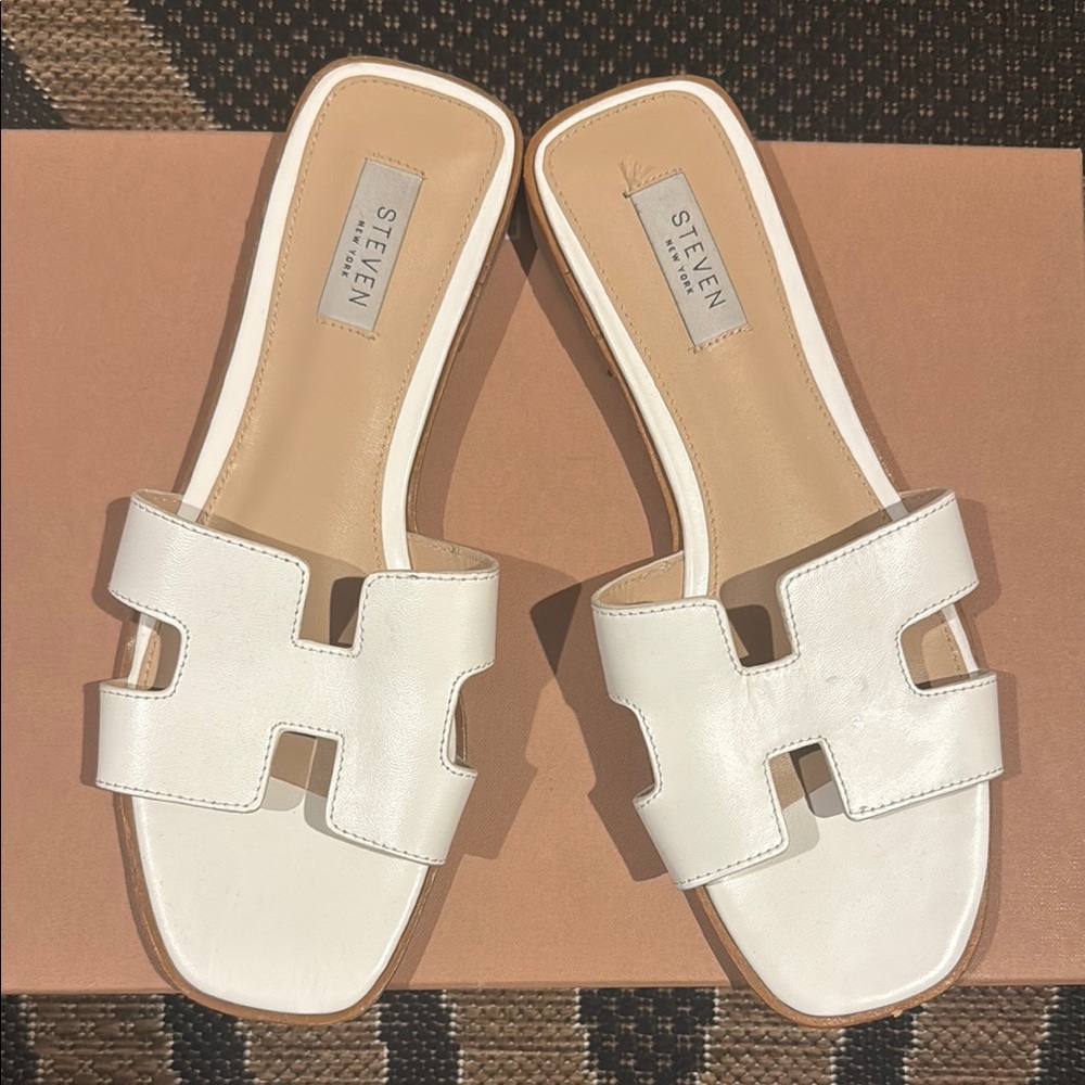 Seven7 Women's White Slide Sandals